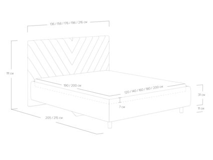 Кровать Сонум Vivien Марсель светло-серый 120х200