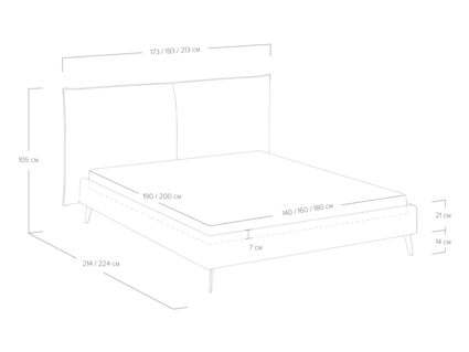 Кровать Сонум Dakota Микровелюр Серый 160х190