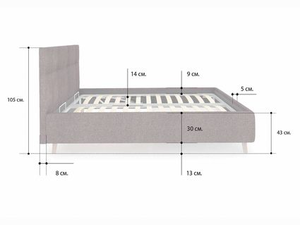 Кровать Сонум Bella Рогожка Льняная (с подъемным механизмом) 180х200