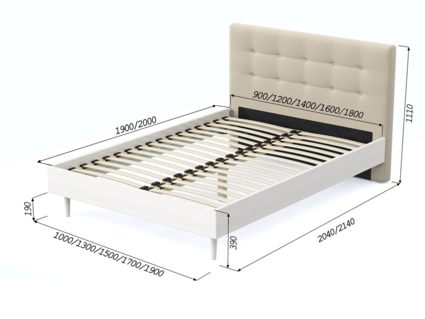 Кровать Арско Альмена Беленый дуб/Велюр Grace 01