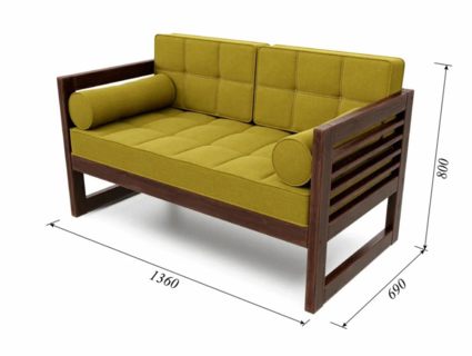 Диван Арско Сега Мини двухместный горчичный Длина 136 см