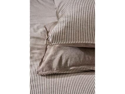 Комплект постельного белья Luxberry ЛЁН И ХЛОПОК белый/коричневая полоса Семейный
