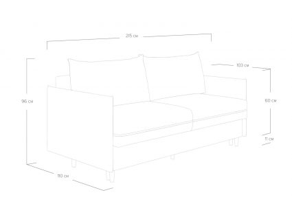 Диван Сонум Rain Рогожка зелёный Длина 215 см