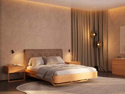 Кровать Rivi Charm Бук натуральный/замша Keytur 101 120х200