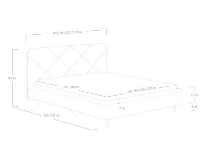 Кровать Сонум Taylor Кашемир светло-серый (с подъемным механизмом) 160х190